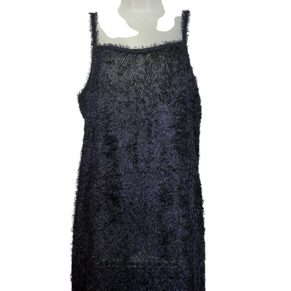 Inclán Studio Navy Fuzzy Semi-Sheer Mini Dress Sample Size L - Picture 5 of 7